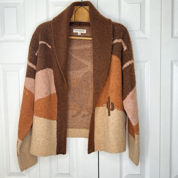 Lucky Brand Sweaters - Lucky Brand Santa Fe Cactus Horse Cardigan Sweater Womens Medium Western Boho